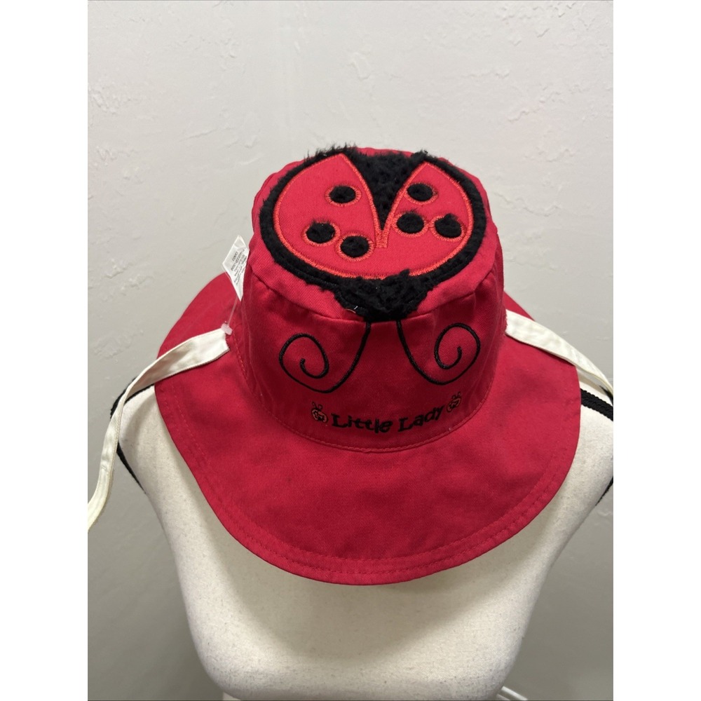 Reversible Bucket Hat Little Lady Ladybug Social Butterfly Red‎ White Sun Hat